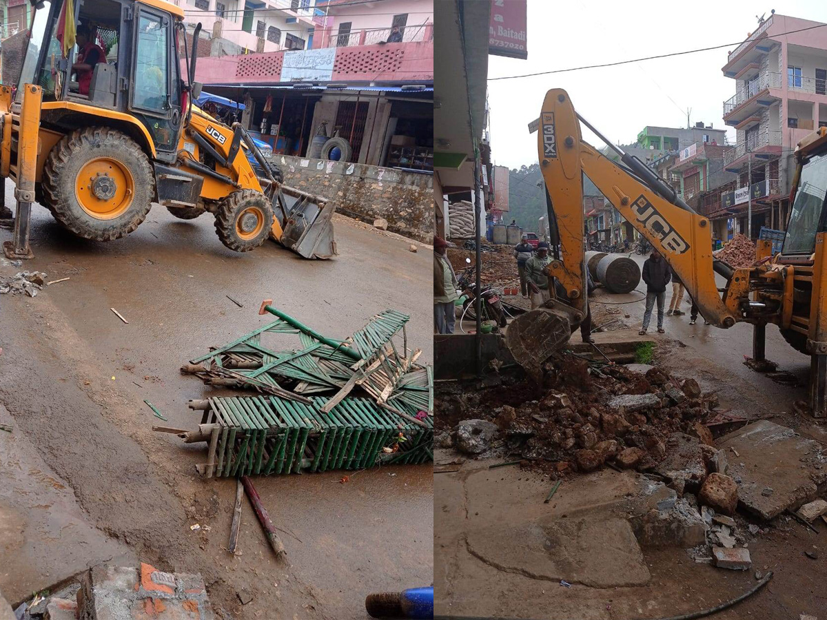 अनधिकृत संरचनामा पाटन नगरपालिकाको डोजर चल्यो 